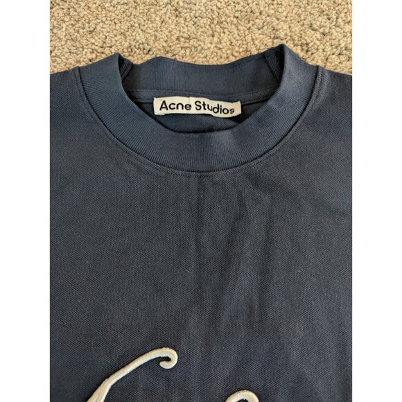 Acne Studios Script Logo Tshirt Charcoal Grey Graphic New NWT Luxury Contemporay - Picture 3 of 4